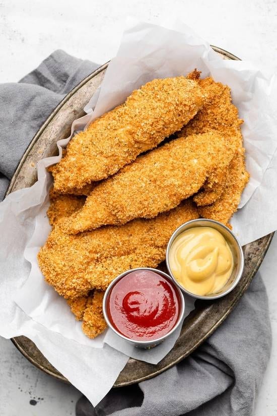 Chicken fingers and fries.